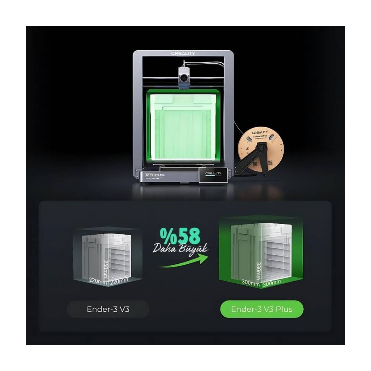 Creality Ender-3 V3 Plus CoreXZ 3D Yazıcı - Ekran ve bağlantı seçenekleri