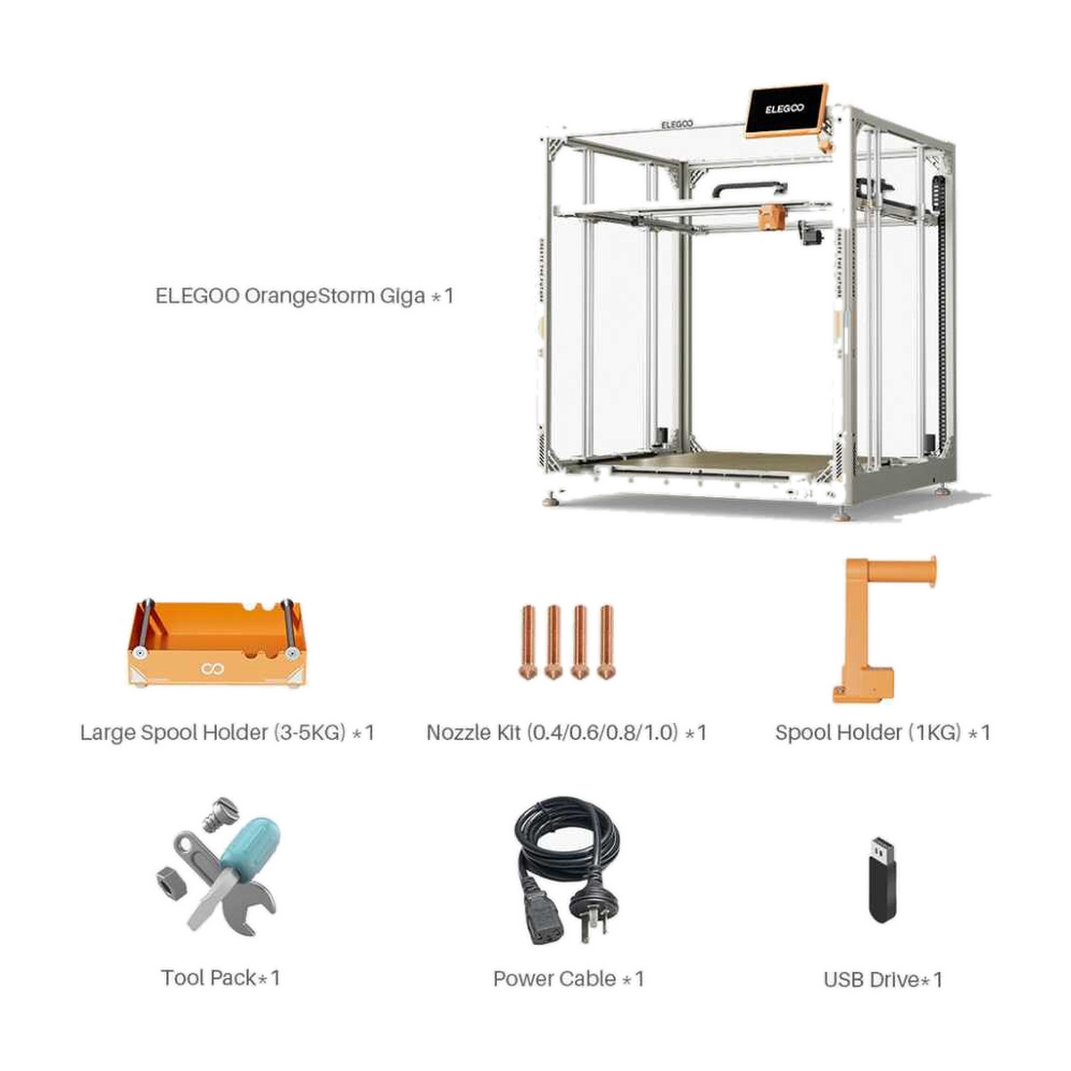 Elegoo OrangeStorm Giga 3D Yazıcı - Farklı filamentlerle uyum