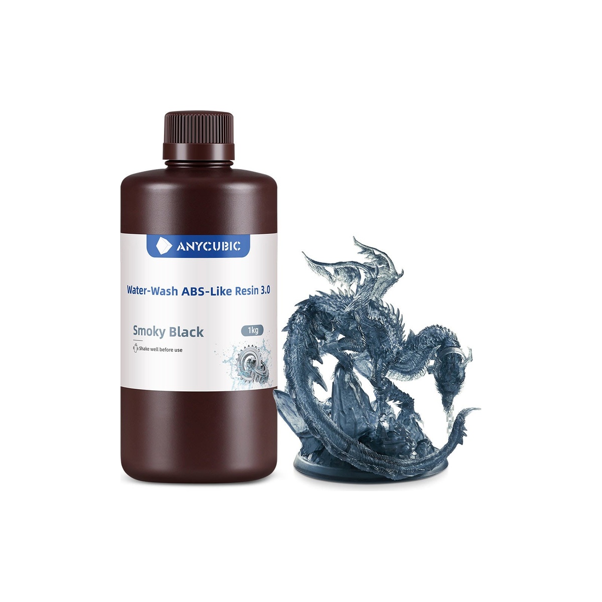 Anycubic Water-Wash ABS-Like Resin 3.0 1kg Smoky Black