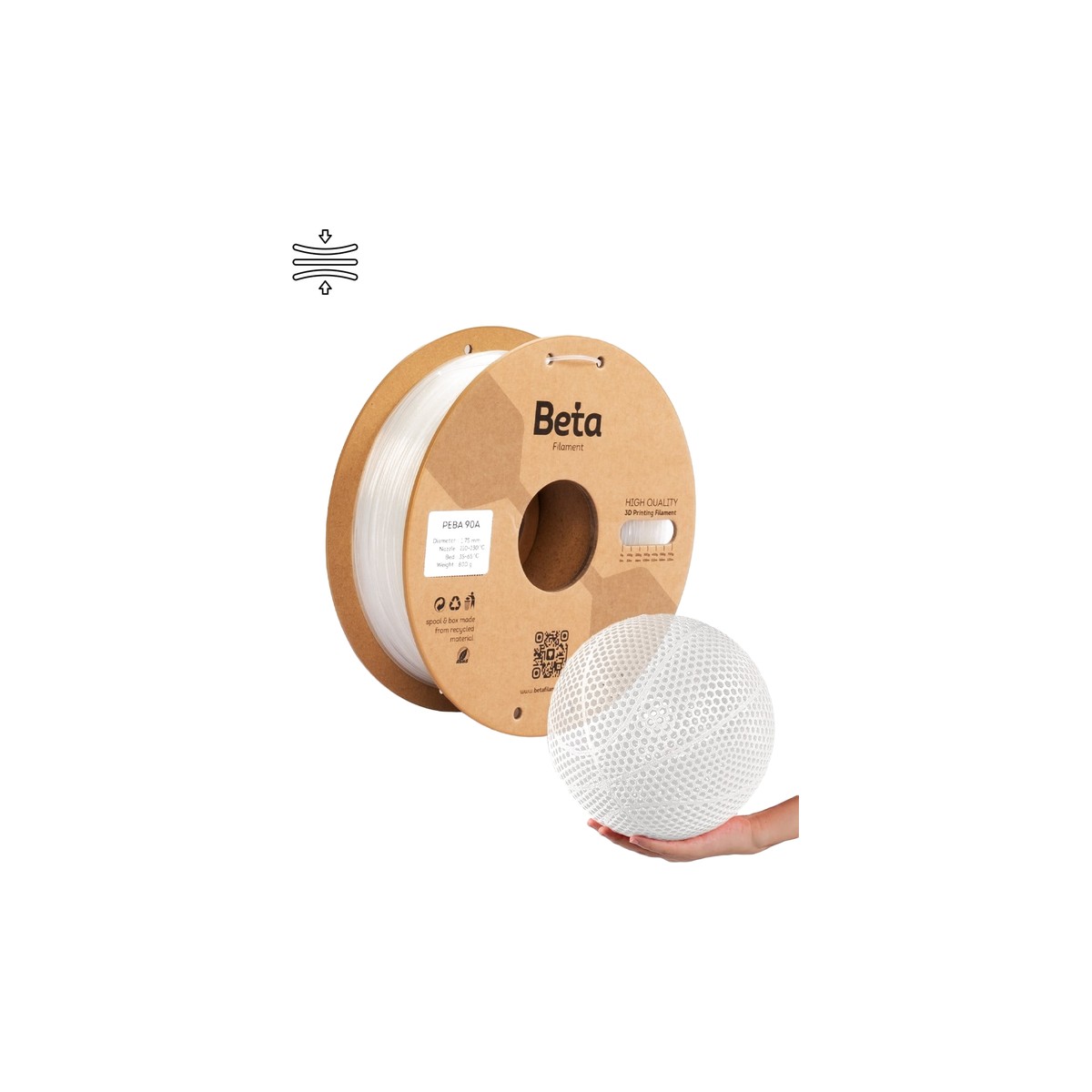 Beta PEBA 90A Filament 1.75mm 800g - Yüksek rebound