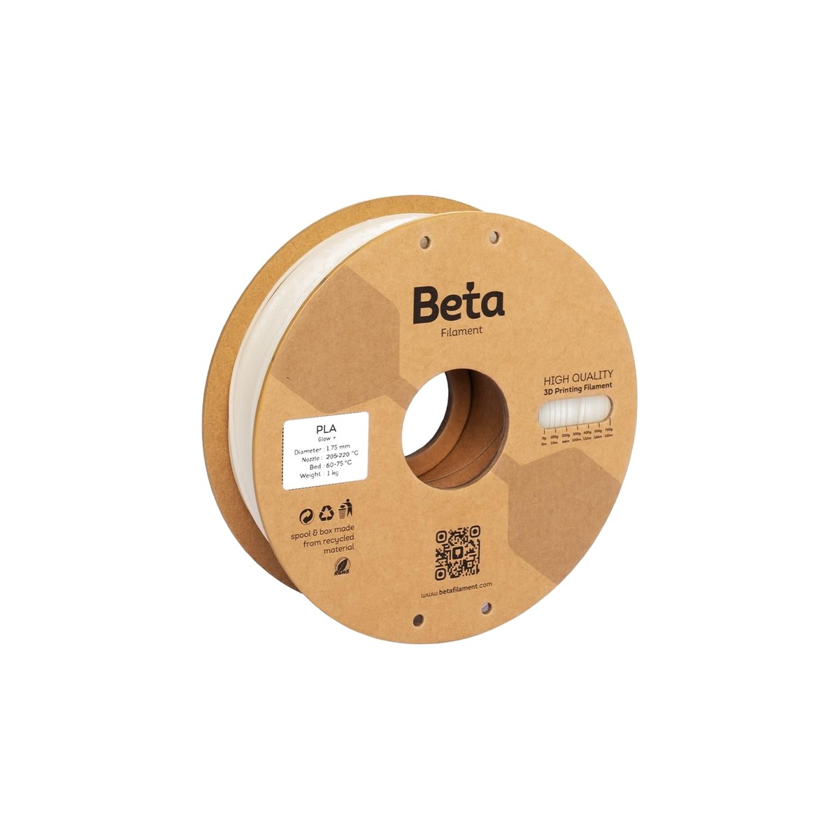 Beta PLA Ultra-Glow Filament 1.75mm 1kg - Karanlıkta parlama