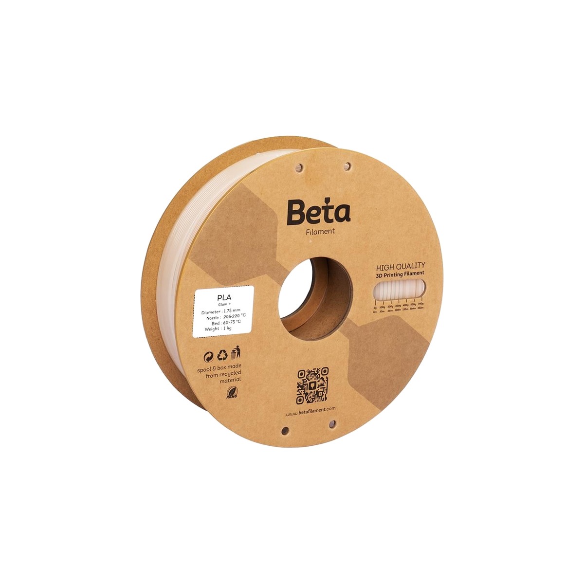Beta PLA Ultra-Glow Filament 1.75mm 1kg - Tok yapı