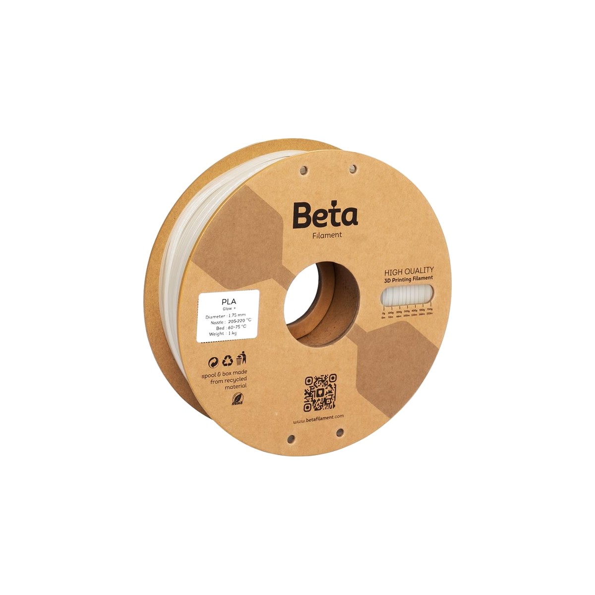 Beta PLA Ultra-Glow Filament 1.75mm 1kg