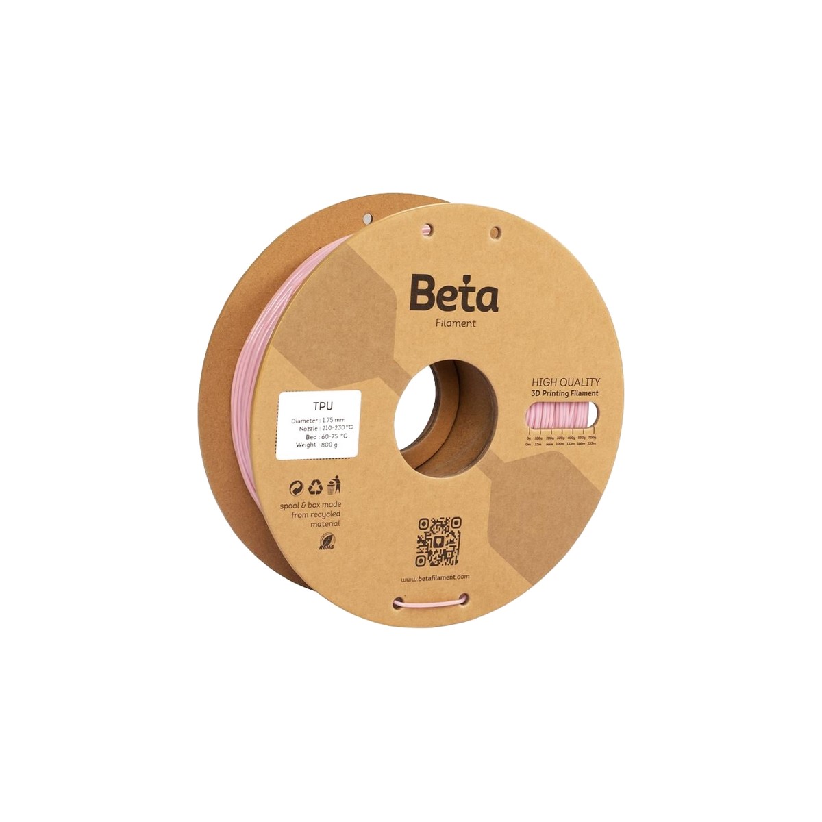 Beta TPU 95A Filament 1.75mm 800g - Şeffaf seçenekler