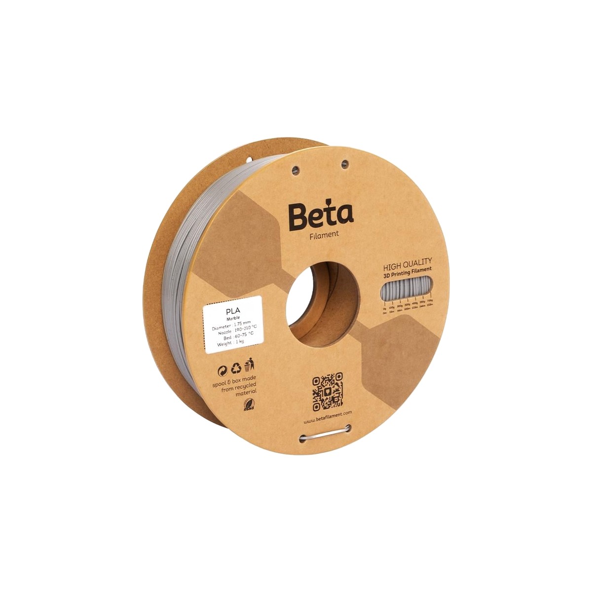 Beta PLA Marble Filament 1.75mm 1kg - Doğal taş dokusu