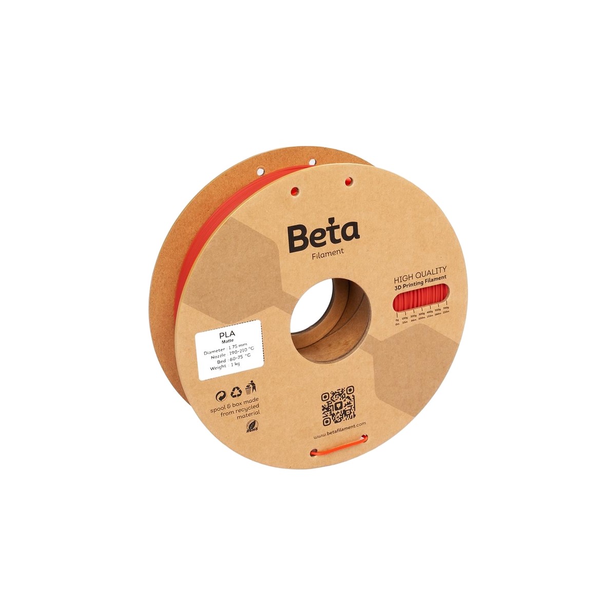 Beta PLA Matte Filament 1.75mm 1kg - PLA kolaylığı