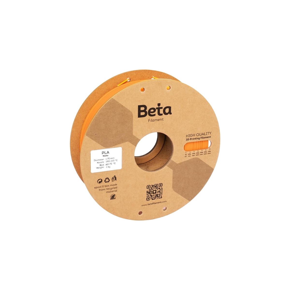 Beta PLA Matte Filament 1.75mm 1kg