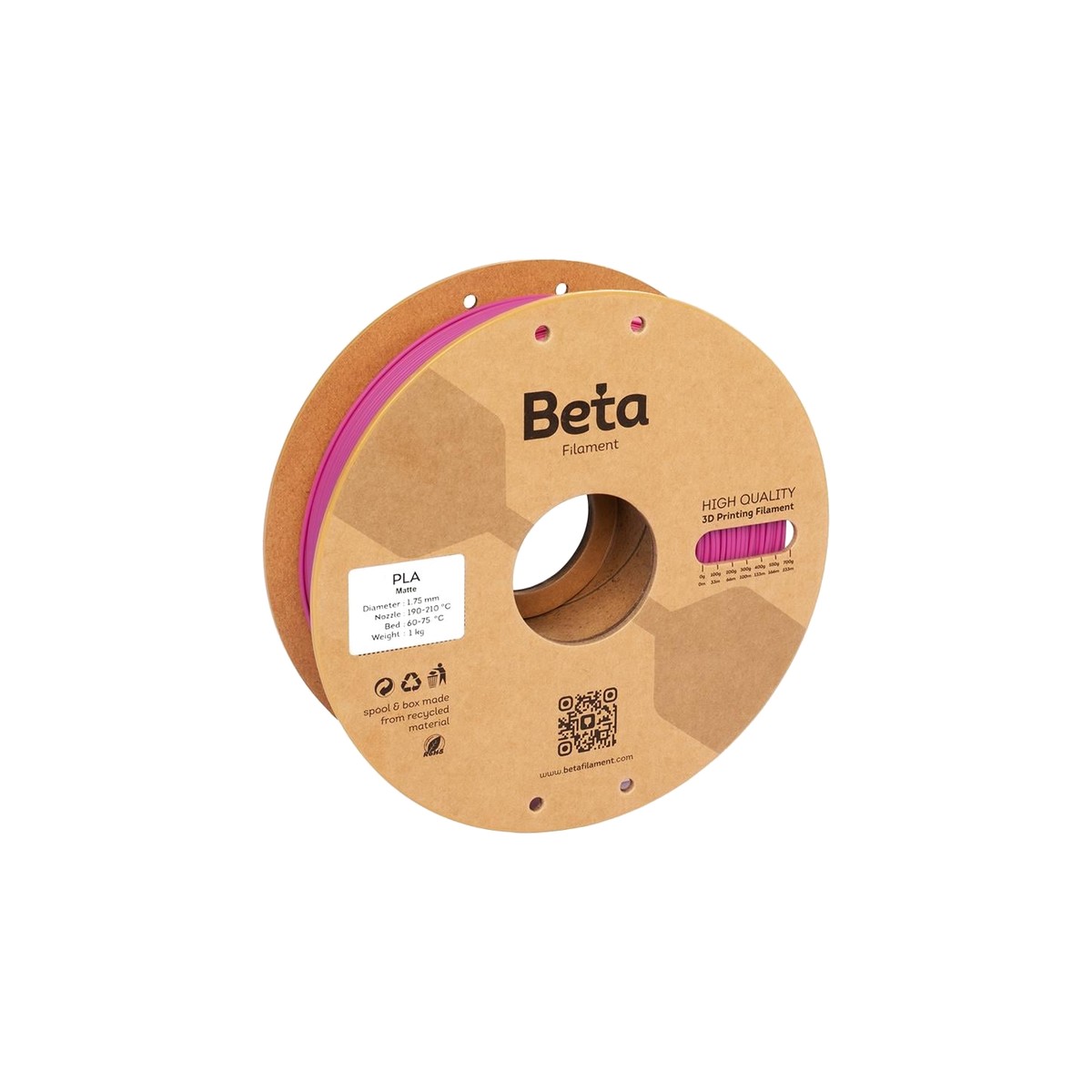 Beta PLA Matte Filament 1.75mm 1kg - Katman izi gizler