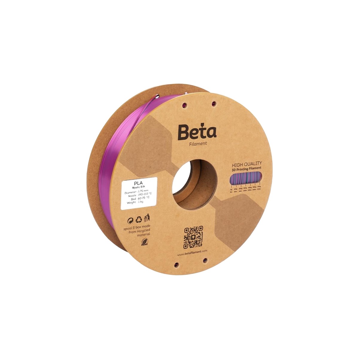 Beta PLA Mystic Silk Filament 1.75mm 1kg - PLA kolaylığı