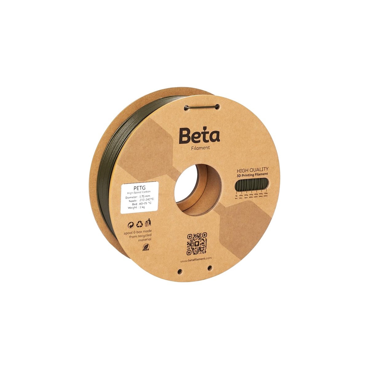 Beta PETG High-Speed Carbon Filament 1.75mm 1kg